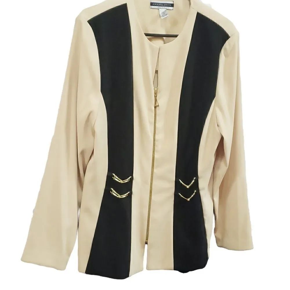 AMANDA SMITH Colorblock Coat Size 14 - Picture 2 of 15